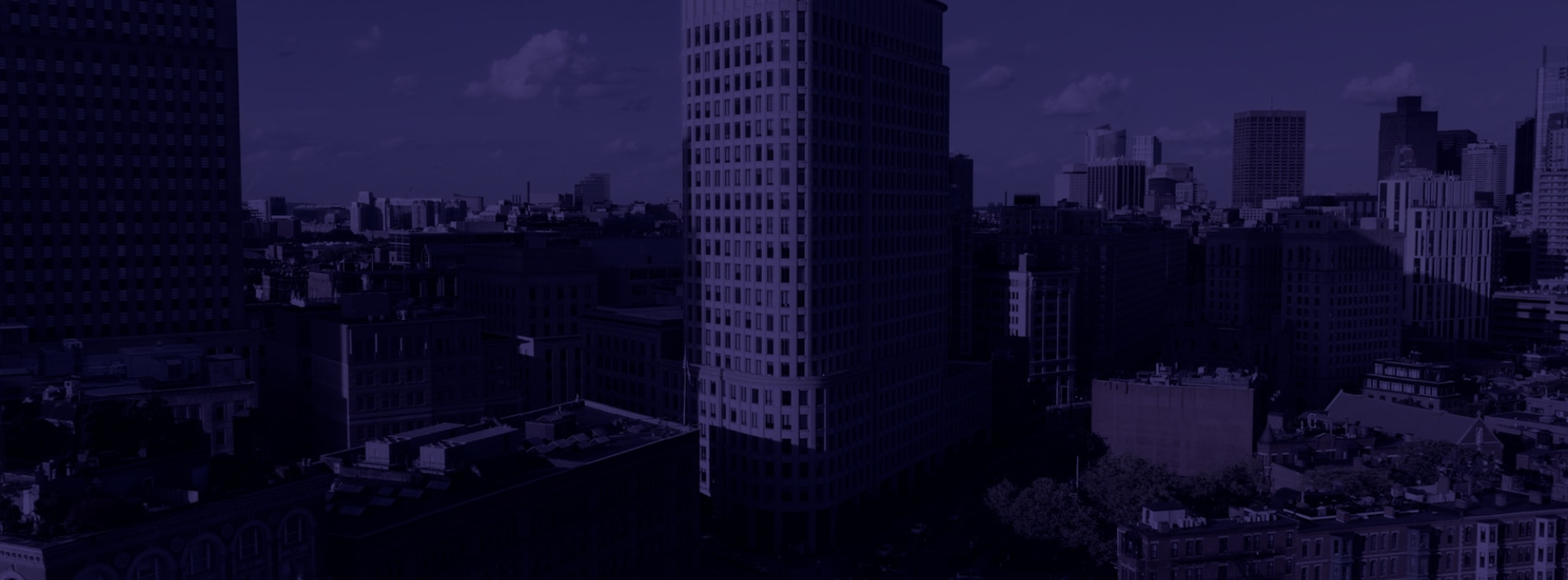 Image of Liberty Mutual Headquarters - with navy blue overlay