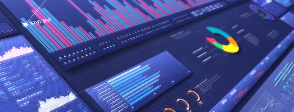 Trading dashboard on computer screen